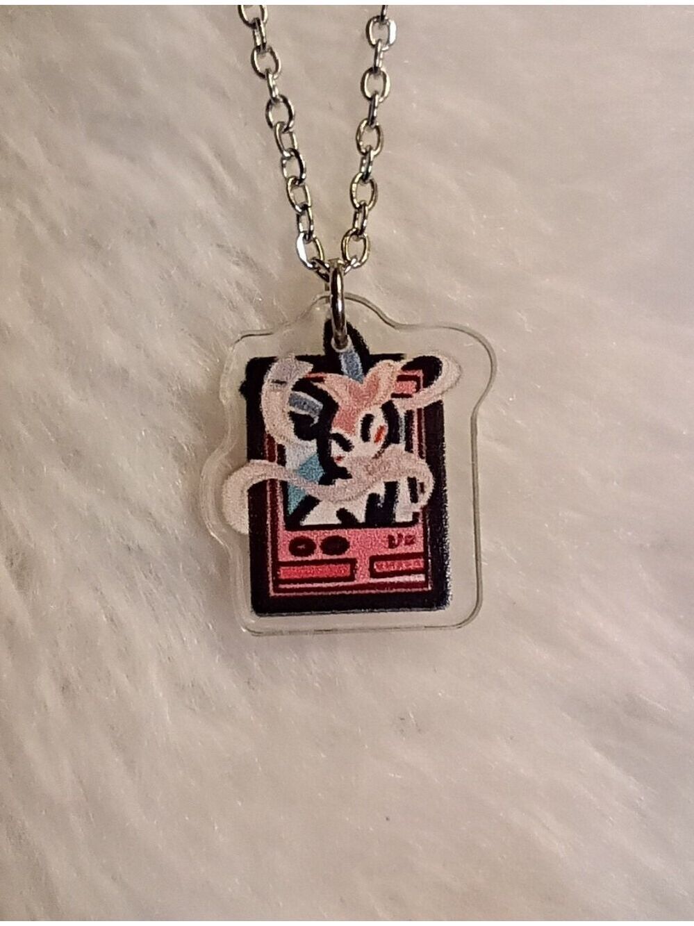 Pokemon Card Sylveon Stainless Steel Acrylic Necklace
